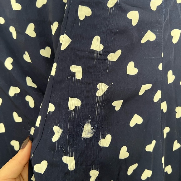 Unique vintage navy and white heart polka dot a-line vintage inspired dress 12-L - Picture 10 of 14